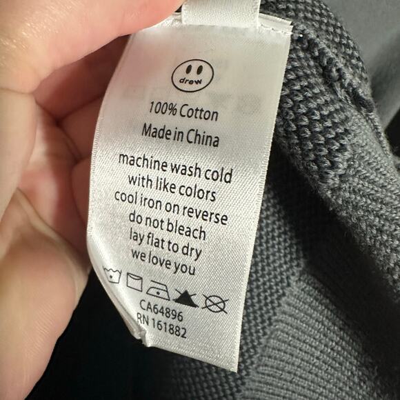 Drew House Men's Gray Painted Mascot Crewneck Sweater Size XXL Smiley Face - Picture 11 of 11